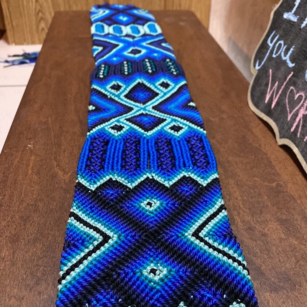 NachoCow Handcrafted Macrame Tie Belt | Purple Blue Braided Toquilla Fringe